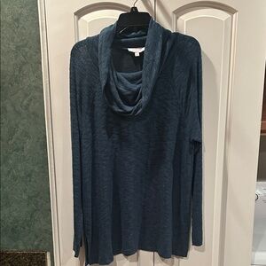 Women's Blue Cowl Neck Sweater